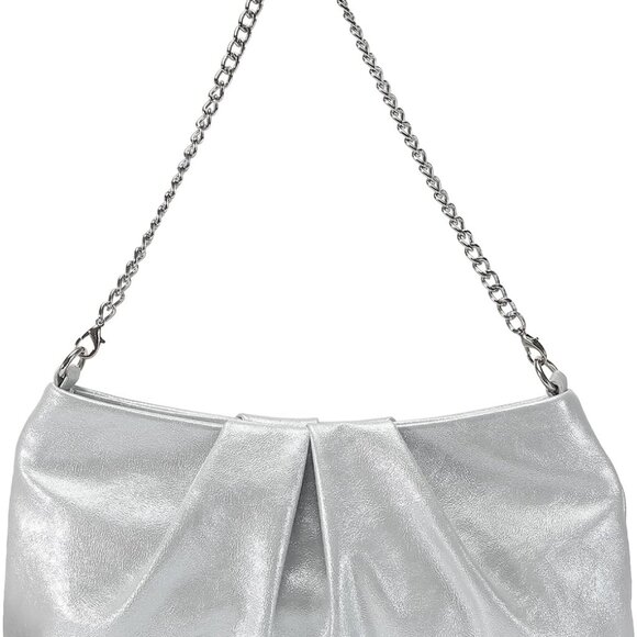 Sophisticated Silver Clutch with Detachable Chain - Ideal for Weddings & Events - Picture 2 of 6